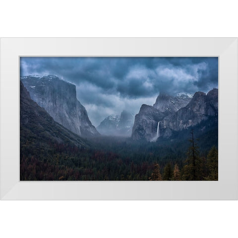 Amidst A Thunderstorm White Modern Wood Framed Art Print by Zheng, Michael