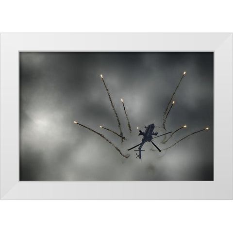 Apaches Fireworks White Modern Wood Framed Art Print by Orion