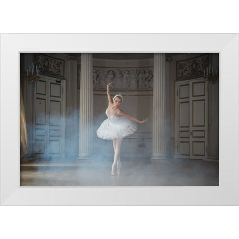 Ballerina White Modern Wood Framed Art Print by Greenboim, Michal