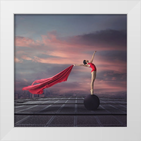 Into The Horizon White Modern Wood Framed Art Print by Hardibudi