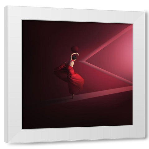 Dance Into The Light White Modern Wood Framed Art Print by Hardibudi