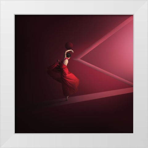 Dance Into The Light White Modern Wood Framed Art Print by Hardibudi