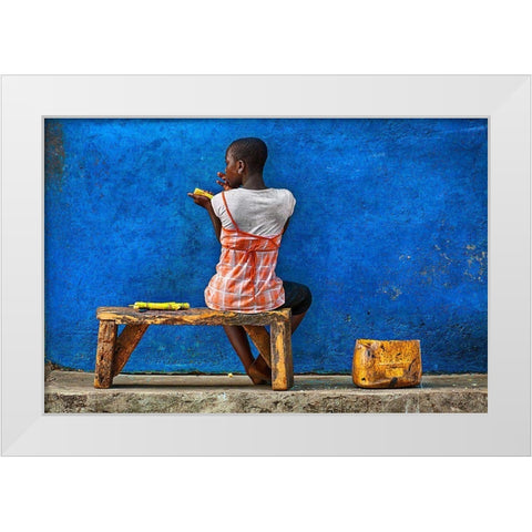 Eating Sugar Cane White Modern Wood Framed Art Print by Pandolfini, Sergio