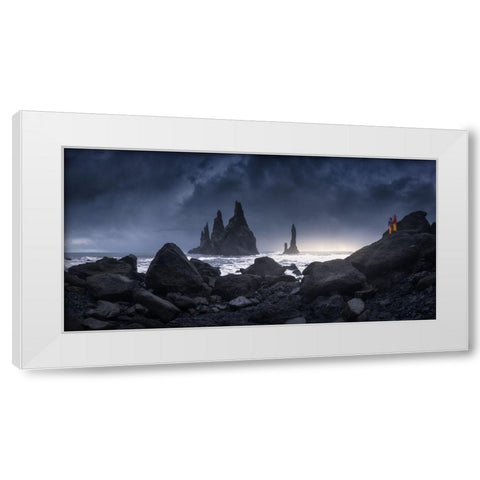 Reynisdrangar White Modern Wood Framed Art Print by F. Turienzo, Carlos