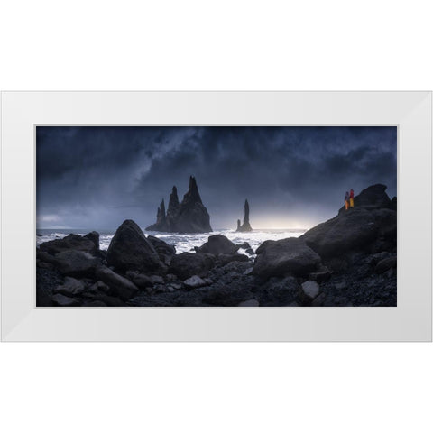 Reynisdrangar White Modern Wood Framed Art Print by F. Turienzo, Carlos