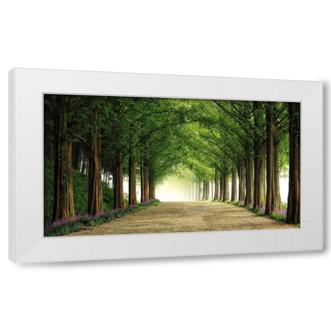 Metasequoia Road White Modern Wood Framed Art Print by Seo, Tiger