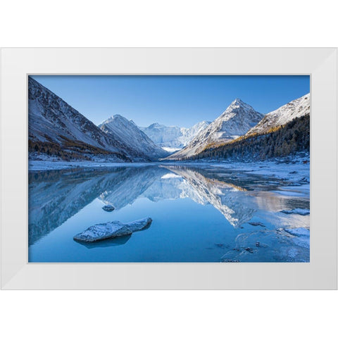 Akkem Lake White Modern Wood Framed Art Print by Aristov, Stanislav