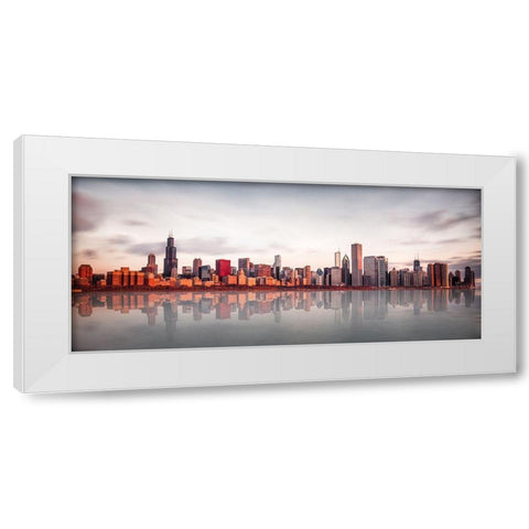 Sunrise At Chicago White Modern Wood Framed Art Print by Kopczynski, Marcin