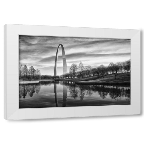 St Louis Arch White Modern Wood Framed Art Print by Cameron, Errick