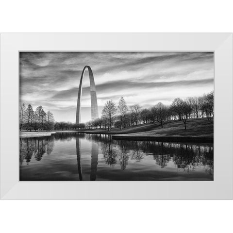 St Louis Arch White Modern Wood Framed Art Print by Cameron, Errick