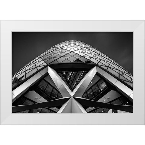 Zigzag (The  Gherkin) White Modern Wood Framed Art Print by Thabet, Ahmed