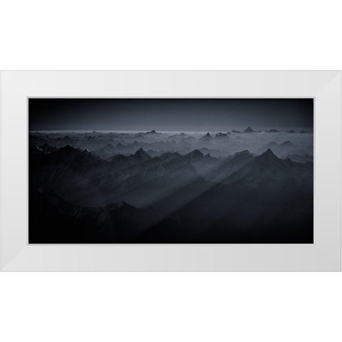 Sunrise Over The Karakoram White Modern Wood Framed Art Print by Van Hoecke, Martin