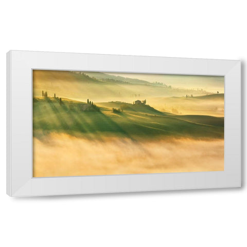 Foggy Valley... White Modern Wood Framed Art Print by Browko, Krzysztof