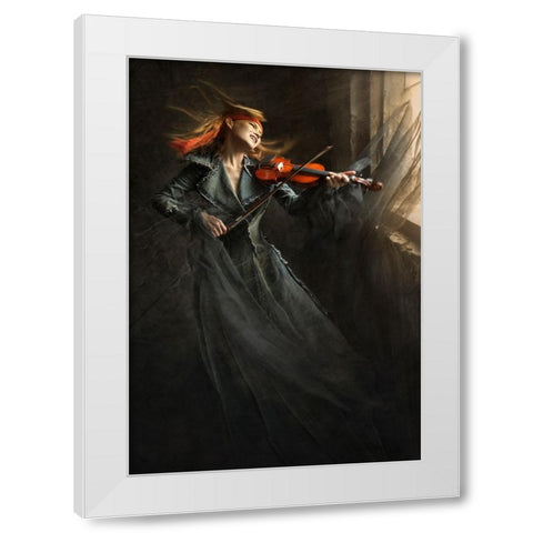 The Rhythm Of Sorrow White Modern Wood Framed Art Print by Kisworo, Sebastian