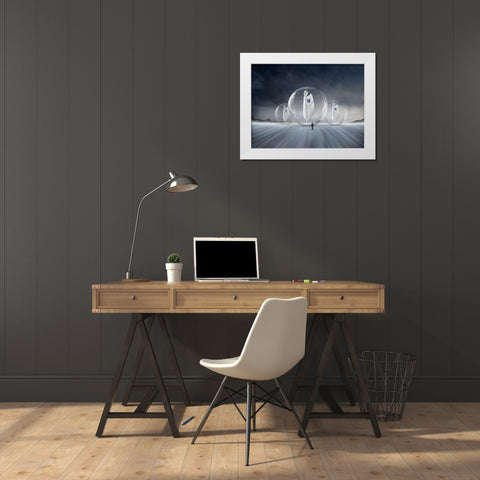 Abode White Modern Wood Framed Art Print by Ghosh, Swarnendu