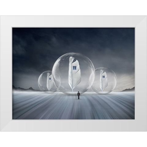 Abode White Modern Wood Framed Art Print by Ghosh, Swarnendu