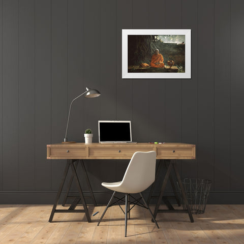 No.17 White Modern Wood Framed Art Print by M, Adirek