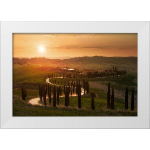 Tuscany Evening White Modern Wood Framed Art Print by Anton, Rostovskiy