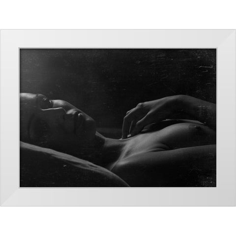 Untitled White Modern Wood Framed Art Print by Kiss, Jozef