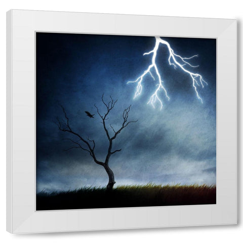 Lightning Tree White Modern Wood Framed Art Print by Del Grosso, Sebastien