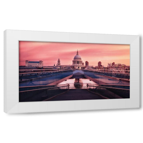 Sunrise At Millennium Bridge White Modern Wood Framed Art Print by Cuomo, Massimo