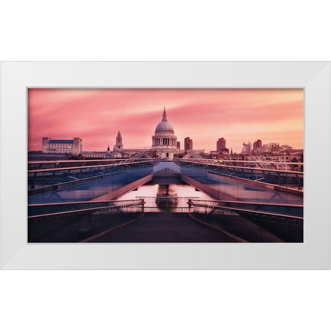 Sunrise At Millennium Bridge White Modern Wood Framed Art Print by Cuomo, Massimo