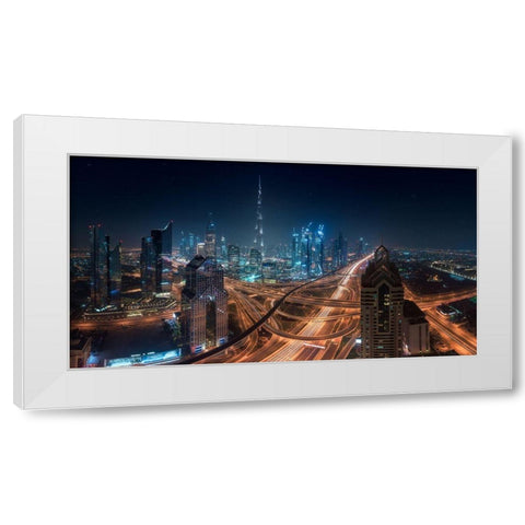 Downtown White Modern Wood Framed Art Print by De La, Javier