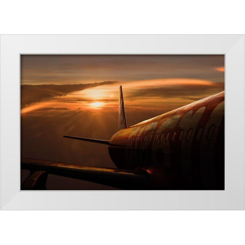 Out Of The Flight White Modern Wood Framed Art Print by Khemkum, Ekkachai