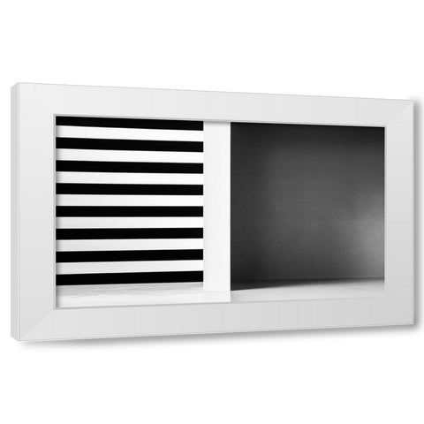 Stripes And Shadows White Modern Wood Framed Art Print by Schuster, Inge