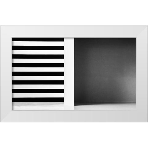 Stripes And Shadows White Modern Wood Framed Art Print by Schuster, Inge