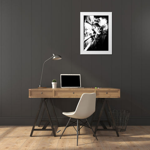 Smoking White Modern Wood Framed Art Print by Matsunaga, Toru