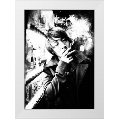 Smoking White Modern Wood Framed Art Print by Matsunaga, Toru