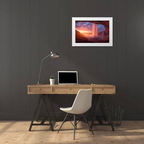 A Wall Of Flames White Modern Wood Framed Art Print by Gastager, Daniel