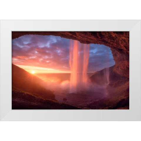 A Wall Of Flames White Modern Wood Framed Art Print by Gastager, Daniel