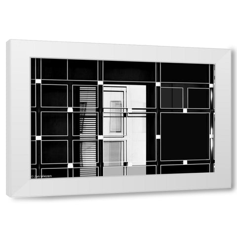 Direct And Reflection White Modern Wood Framed Art Print by Niezen, Jan