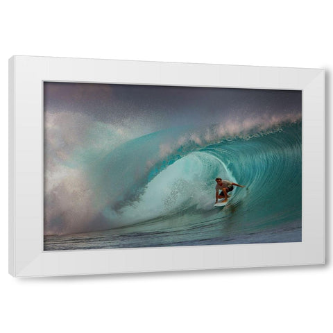 Rolling Surfer White Modern Wood Framed Art Print by Bunjamin, Antonyus