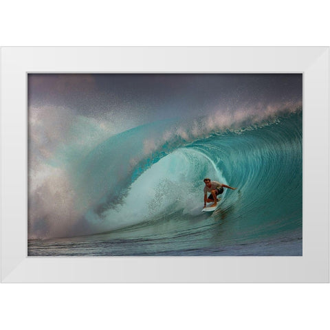 Rolling Surfer White Modern Wood Framed Art Print by Bunjamin, Antonyus