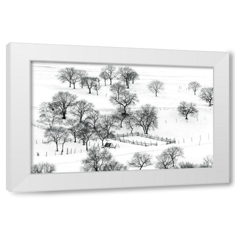 Bashang Winter White Modern Wood Framed Art Print by Zhu, Hua