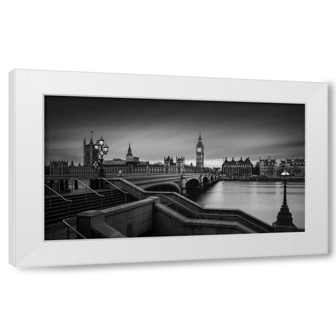 Westminster Bridge White Modern Wood Framed Art Print by Lopez, Oscar