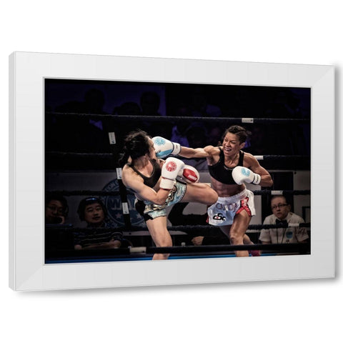 Fighters White Modern Wood Framed Art Print by Zhao, Henry