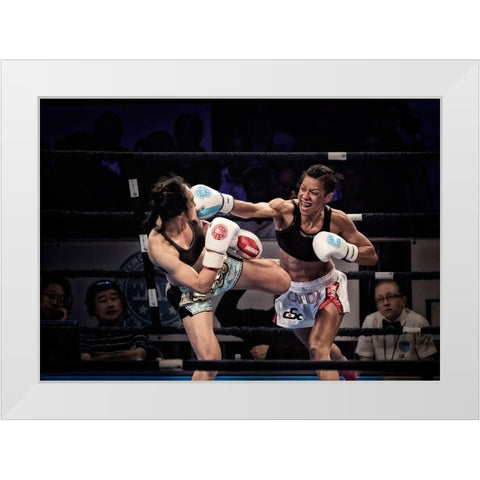 Fighters White Modern Wood Framed Art Print by Zhao, Henry