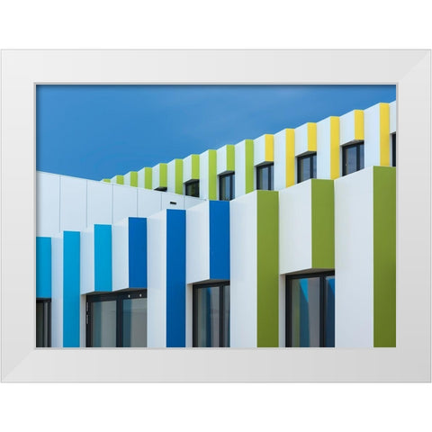Triple Facades White Modern Wood Framed Art Print by Van Son, Greetje