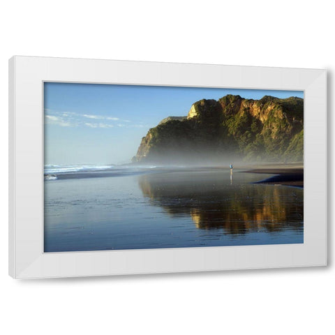 Runner White Modern Wood Framed Art Print by Keca, Dragan