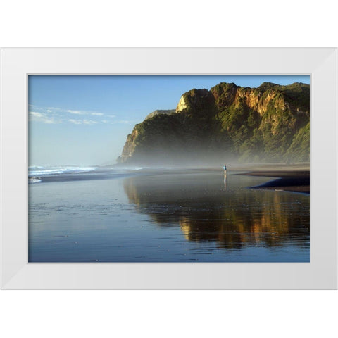 Runner White Modern Wood Framed Art Print by Keca, Dragan