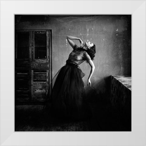 Olya White Modern Wood Framed Art Print by Darzi, Mike