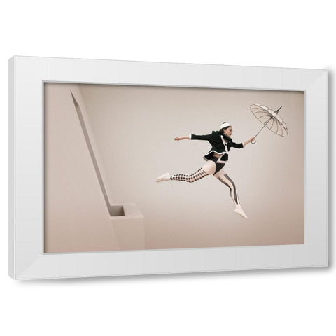 The Jump White Modern Wood Framed Art Print by von Diepenbroek, Christine