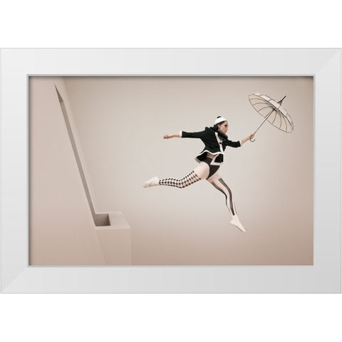 The Jump White Modern Wood Framed Art Print by von Diepenbroek, Christine