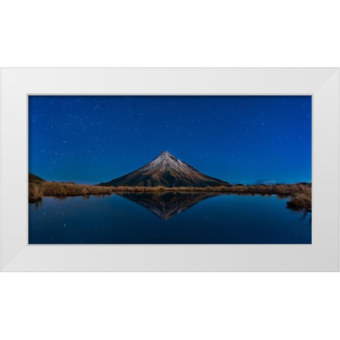 Mt Taranaki White Modern Wood Framed Art Print by Shi, Fei