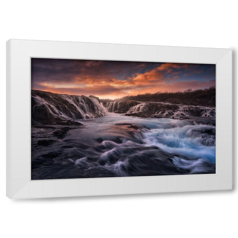 Blue Flow Ii White Modern Wood Framed Art Print by F. Turienzo, Carlos