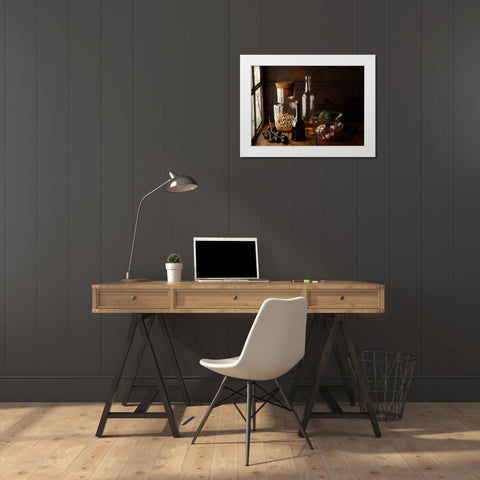 Still Life With Chickpea White Modern Wood Framed Art Print by Laercio, Luiz